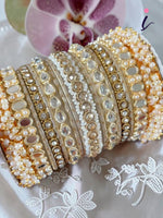 Bridal Stone Bangle Set with Gajra & Mirror Kada | Golden Wedding Bangles for Women | Traditional Indian Bridal Jewellery