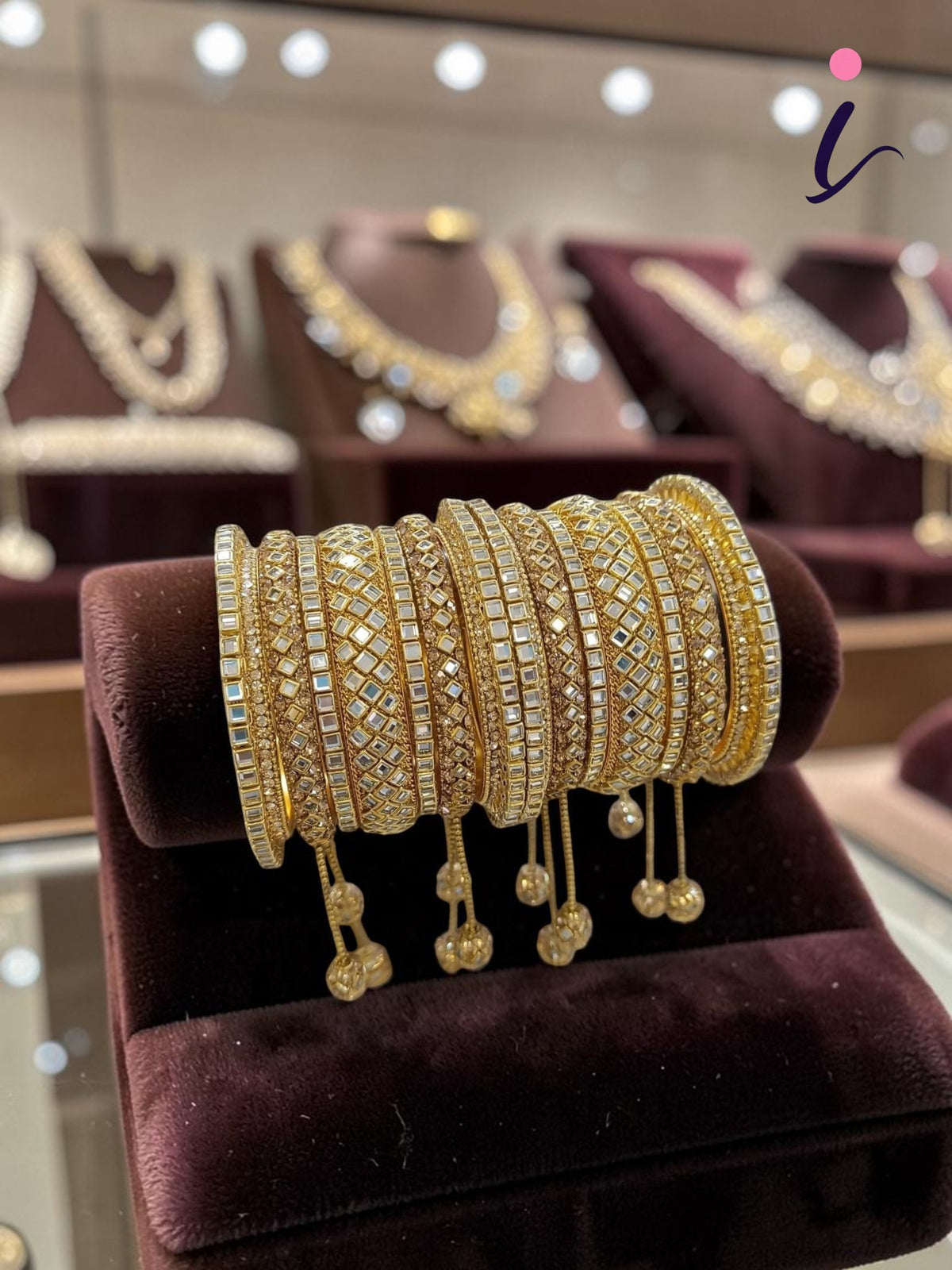 Indian Pakistani Glittering Gold Bangle Jhumka Set for Women | Bollywood Inspired Traditional Bridal Bangles | Wedding, Party & Festive Wear Jewelry Collection