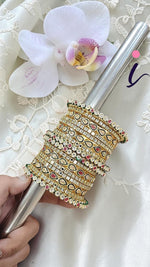Kundan Teardrop Wedding Chura Kada Set for Women | Gold Plated Bridal Chura Bangles | Traditional Indian Wedding Jewellery