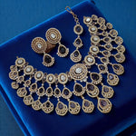 Mint Green Multi-Layered Kundan Bridal Necklace Set with Earrings & Maang Tikka – Heavy Polki Wedding Jewelry - Libasaa.com