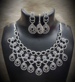Silver-Plated Stone Necklace Set with Earrings & Maang Tikka | Designer Bridal & Party Wear Jewelry - Libasaa.com
