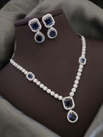 Silver-Plated Pink Stone Necklace Set with Earrings | Designer Bridal & Party Wear Jewelry - Libasaa.com