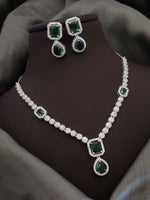 Silver-Plated Pink Stone Necklace Set with Earrings | Designer Bridal & Party Wear Jewelry - Libasaa.com