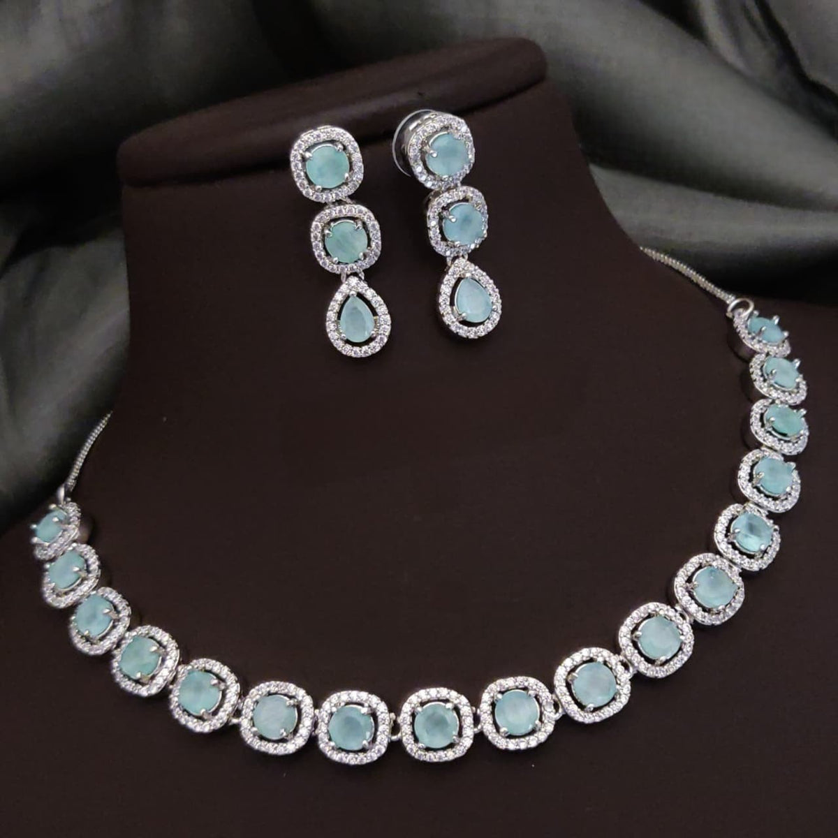Silver-Plated Red Stone Necklace Set with Earrings | Elegant Bridal & Party Wear Jewelry - Libasaa.com