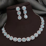 Silver-Plated Red Stone Necklace Set with Earrings | Elegant Bridal & Party Wear Jewelry - Libasaa.com