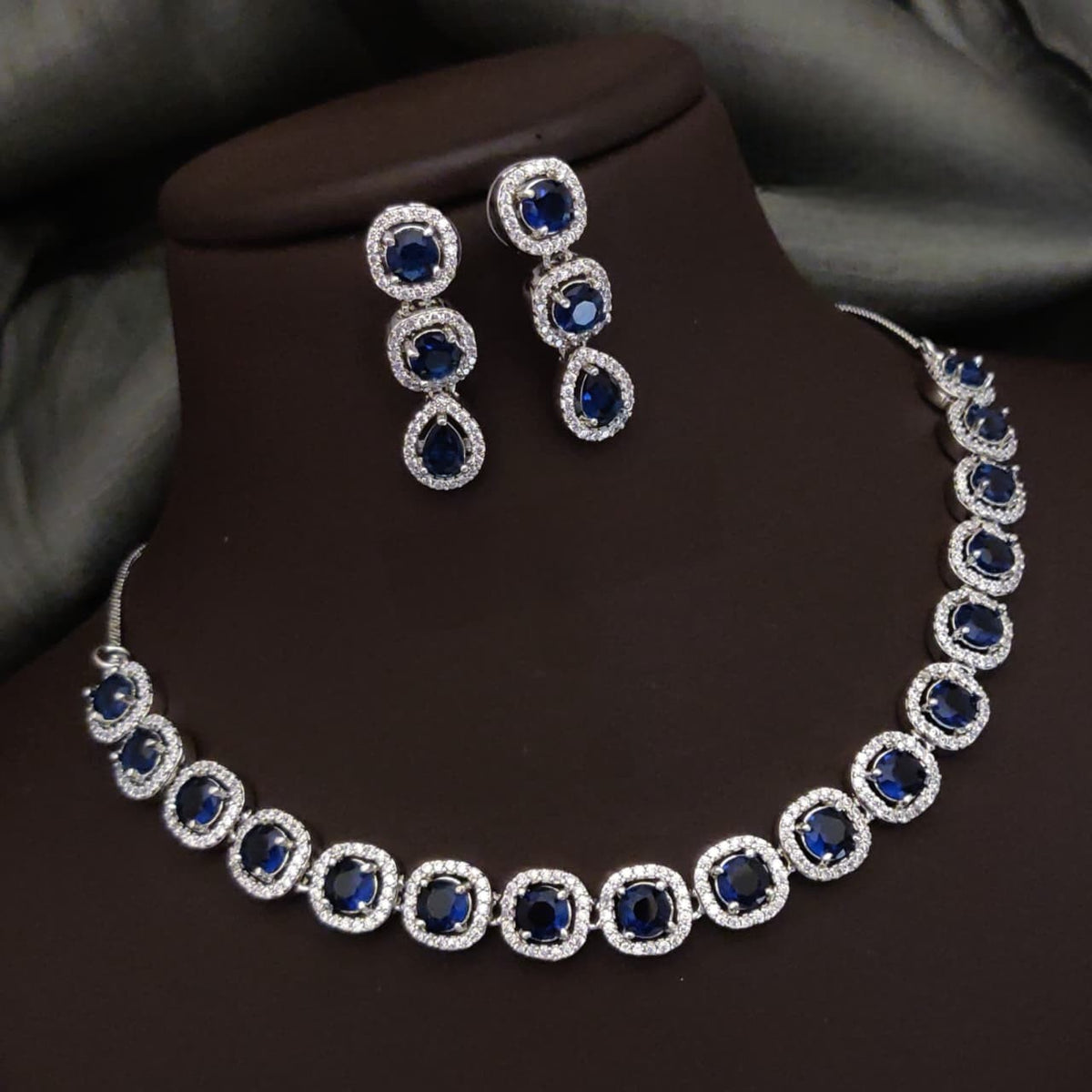 Silver-Plated Red Stone Necklace Set with Earrings | Elegant Bridal & Party Wear Jewelry - Libasaa.com