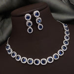 Silver-Plated Red Stone Necklace Set with Earrings | Elegant Bridal & Party Wear Jewelry - Libasaa.com