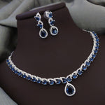 Silver-Plated Red Stone Necklace Set with Earrings | Bridal & Party Wear Designer Jewelry - Libasaa.com