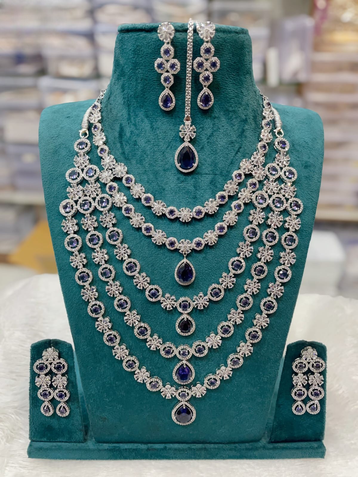 Silver-Plated Ruby Stone Bridal Necklace Set with Earrings | Indian Wedding Jewelry - Libasaa.com