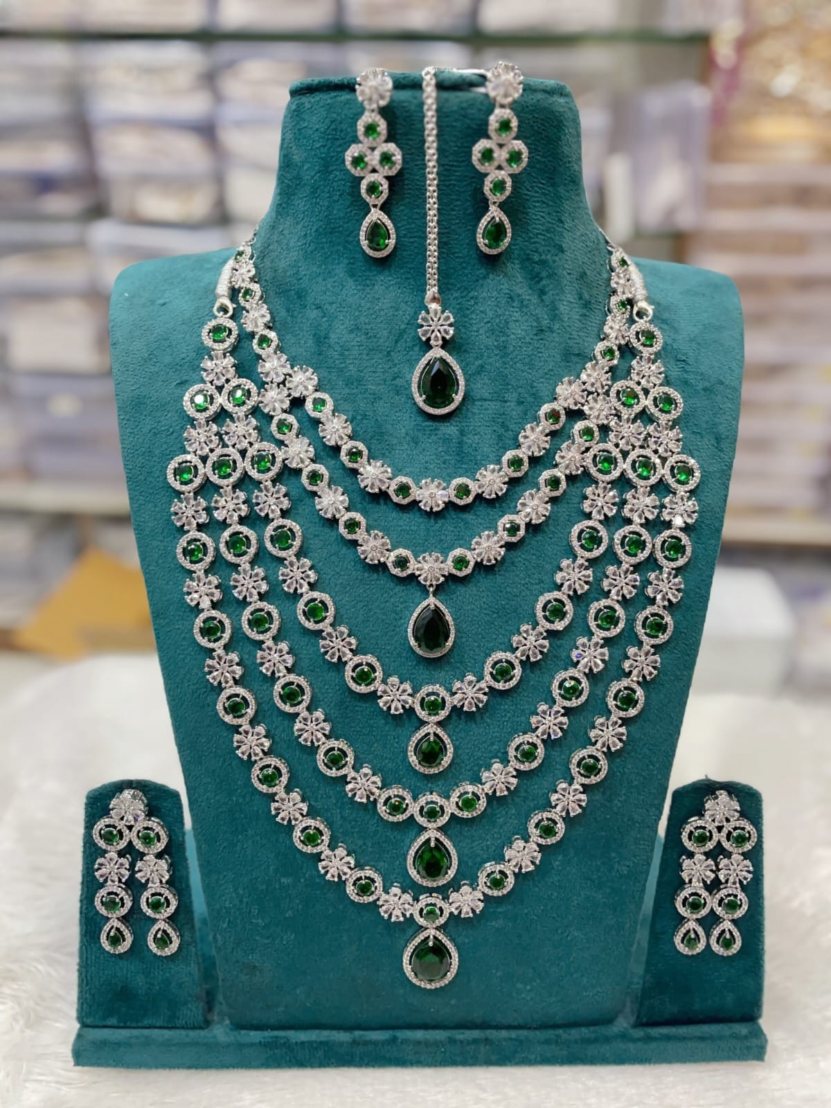Silver-Plated Ruby Stone Bridal Necklace Set with Earrings | Indian Wedding Jewelry - Libasaa.com
