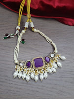 Green Kundan Choker Necklace Set with Earrings | Pearl & Beaded Indian Bridal Jewelry - Libasaa.com