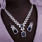 Silver-Plated Red Stone Necklace & Earrings Set | Bridal Wedding & Party Wear Jewelry for Women - Libasaa.com