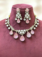 Royal Rose Quartz & Kundan Bridal Necklace Set β Handcrafted Luxe Jewelry - Libasaa.com