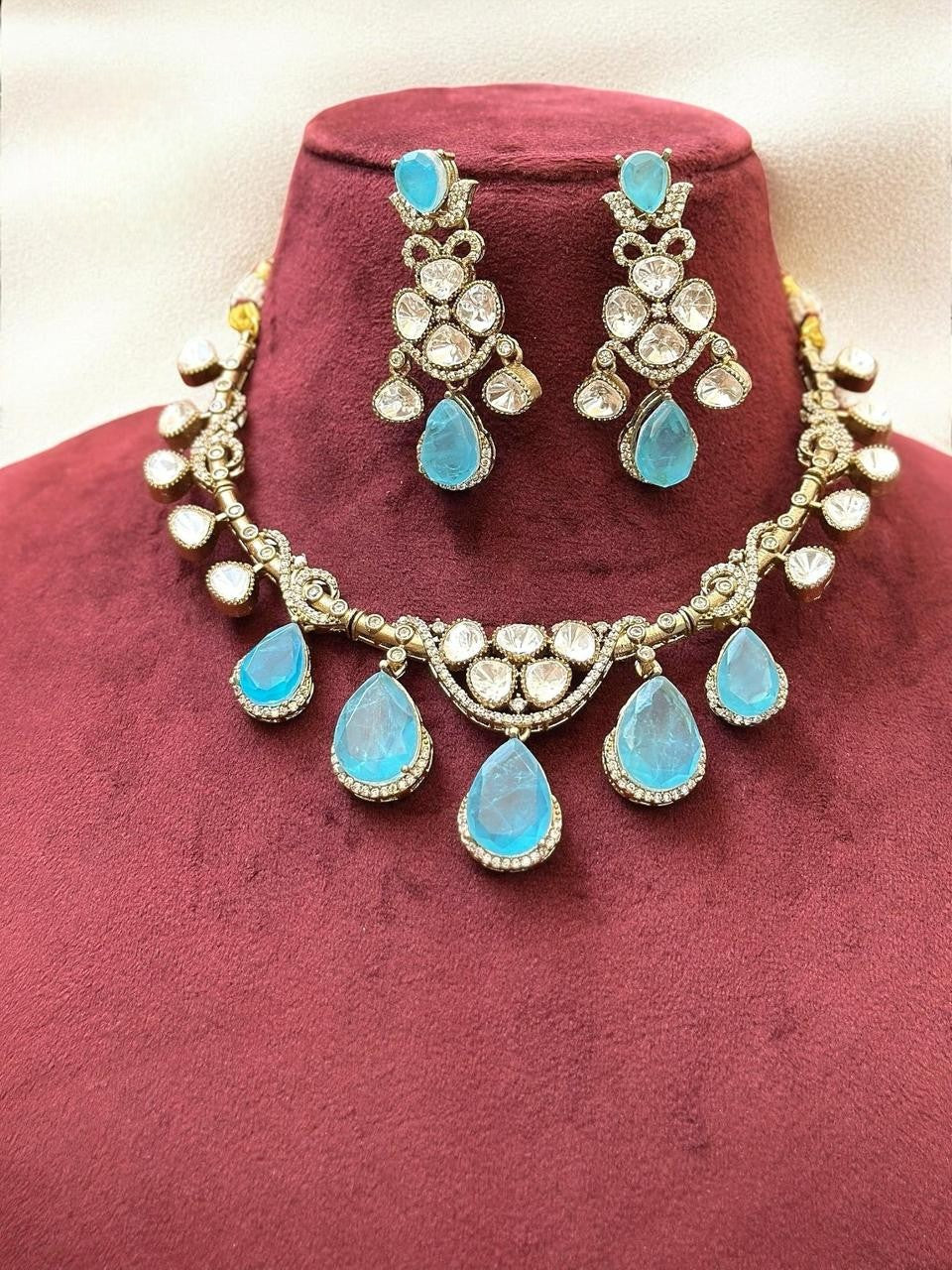 Royal Rose Quartz & Kundan Bridal Necklace Set β Handcrafted Luxe Jewelry - Libasaa.com
