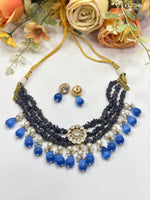 Handcrafted Coral Beaded Choker Necklace Set with Pearls & Kundan Centerpiece β Designer Ethnic Jewelry - Libasaa.com