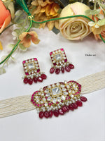 Pearl & Kundan Green Choker Necklace Set β Elegant Bridal Jewelry with Beaded Detailing - Libasaa.com