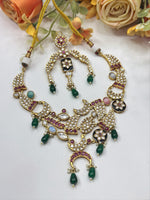 Malaika Arora-Inspired Statement Necklace Set – Designer Choker with Earrings - Libasaa.com