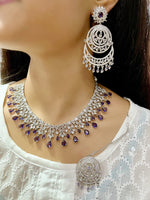 Royal Emerald Green CZ Necklace Set β Choker, Earrings & Maang Tikka - Libasaa.com