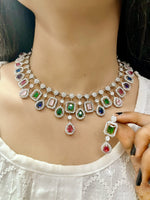 Elegant Ruby & Diamond Choker Necklace Set β Luxury Statement Jewelry - Libasaa.com