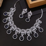 Elegant Pink Stone & CZ Diamond Necklace Set with Earrings | Bridal & Party Jewelry - Libasaa.com