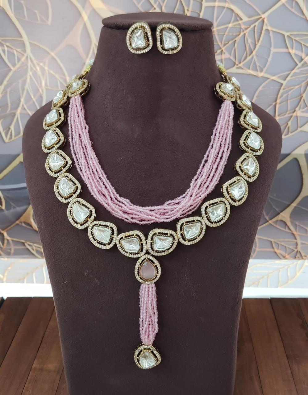 Green Beaded Kundan Necklace Set with Earrings | Traditional Indian Bridal Jewelry - Libasaa.com