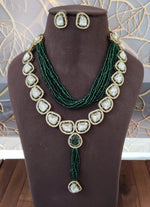 Green Beaded Kundan Necklace Set with Earrings | Traditional Indian Bridal Jewelry - Libasaa.com
