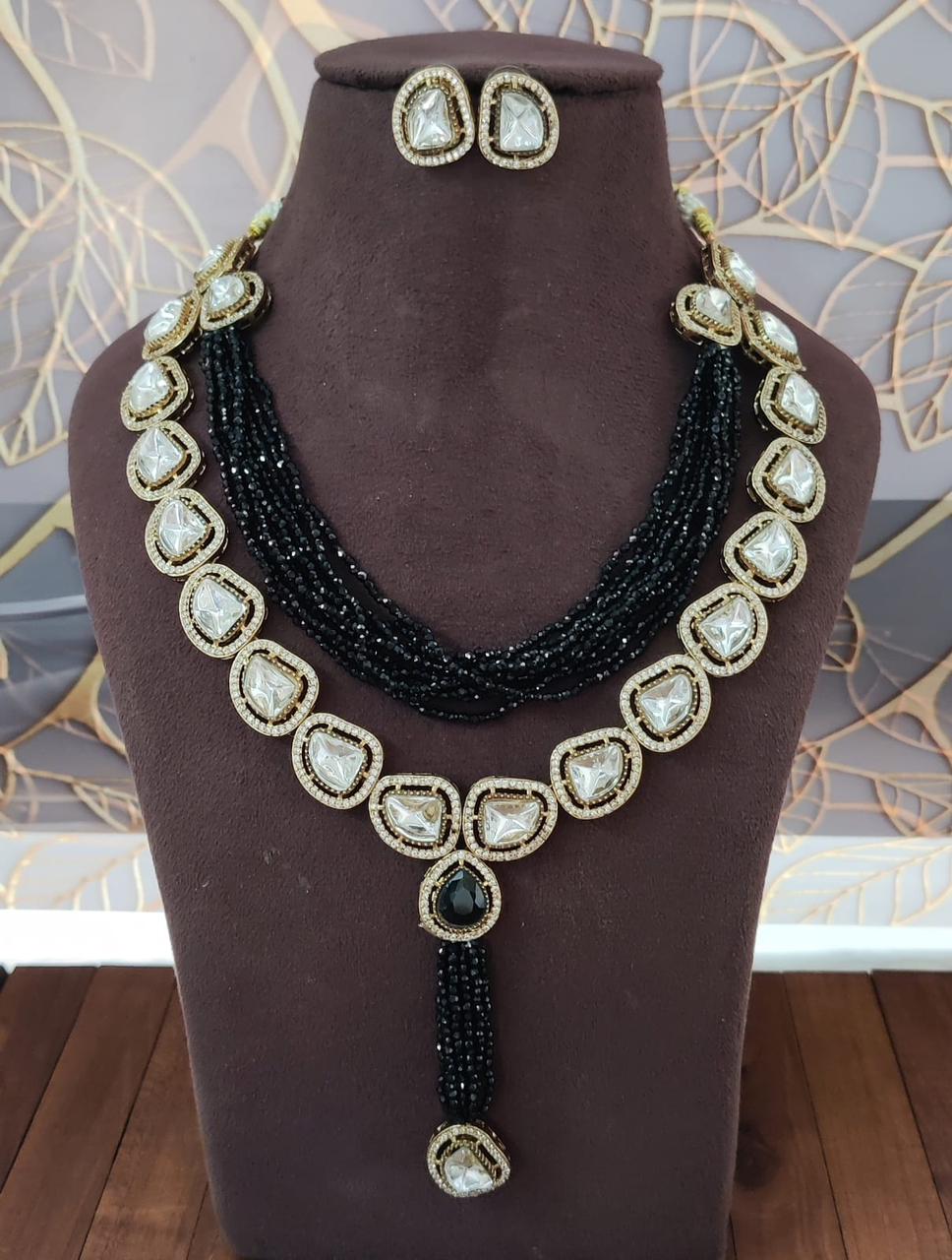 Green Beaded Kundan Necklace Set with Earrings | Traditional Indian Bridal Jewelry - Libasaa.com