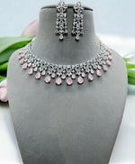 Elegant Purple Stone Necklace Set with Matching Earrings | Bridal & Party Jewelry - Libasaa.com