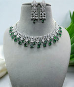 Elegant Purple Stone Necklace Set with Matching Earrings | Bridal & Party Jewelry - Libasaa.com