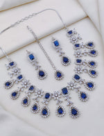 Multicolor CZ Stone Bridal Jewelry Set with Maang Tikka β Necklace, Earrings - Libasaa.com