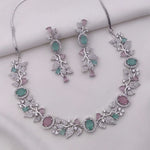 Elegant Sapphire Blue Stone Necklace & Earrings Set β Bridal & Party Jewelry - Libasaa.com