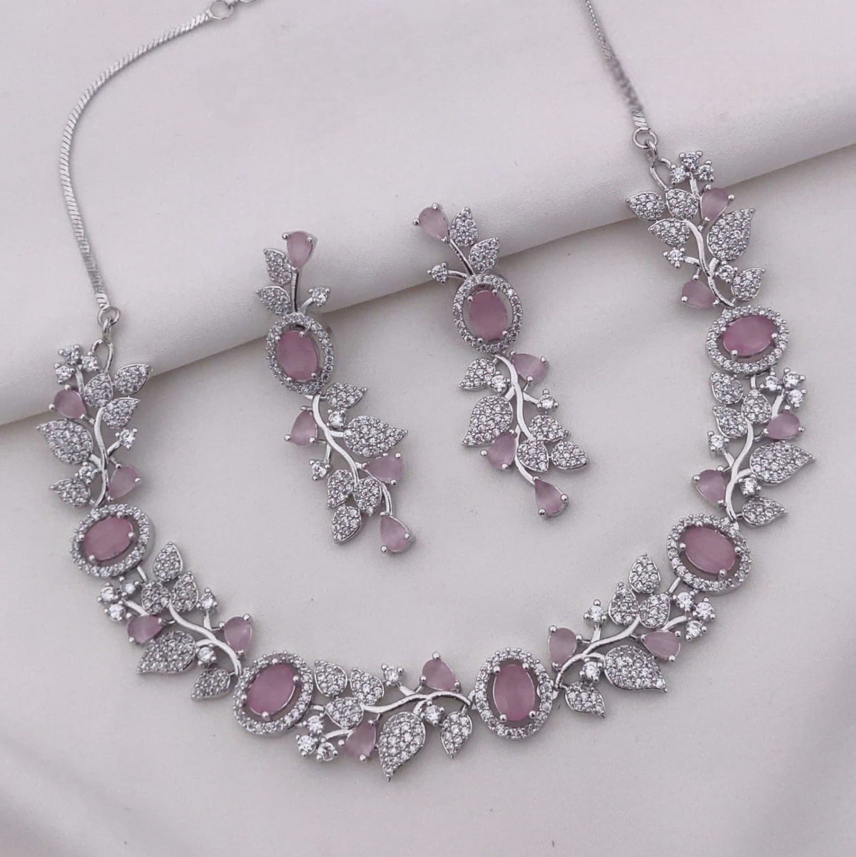 Elegant Sapphire Blue Stone Necklace & Earrings Set β Bridal & Party Jewelry - Libasaa.com