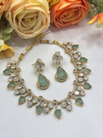 Graceful Pink Stone Necklace & Earrings Set β Bridal & Festive Jewelry - Libasaa.com