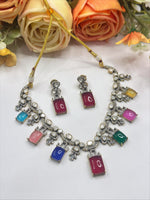 Multicolor Gemstone Necklace & Earrings Set – Bridal & Festive Statement Jewelry - Libasaa.com