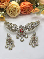 Royal Kundan Choker Necklace & Earrings Set β Bridal Wedding Jewelry - Libasaa.com