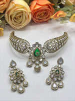 Royal Kundan Choker Necklace & Earrings Set β Bridal Wedding Jewelry - Libasaa.com