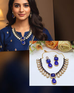 Kundan Pearl Bridal Necklace & Earrings Set β Elegant Wedding Jewelry - Libasaa.com