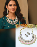 Kundan Pearl Bridal Necklace & Earrings Set β Elegant Wedding Jewelry - Libasaa.com