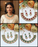 Kundan Bridal Necklace & Earrings Set – Traditional Wedding Jewelry - Libasaa.com