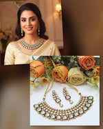Kundan Stone Bridal Necklace & Earrings Set – Traditional Wedding Jewelry - Libasaa.com