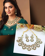 Kundan Stone Bridal Necklace & Earrings Set – Traditional Wedding Jewelry - Libasaa.com