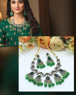 Green Kundan Bridal Necklace & Earrings Set – Traditional Wedding Jewelry - Libasaa.com