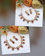 Multicolor Kundan Bridal Necklace & Earrings Set – Elegant Wedding Jewelry - Libasaa.com