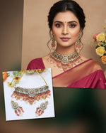 Elephant-Inspired Choker Pearl Necklace Set with Earrings – Bridal & Party Wear Jewelry - Libasaa.com