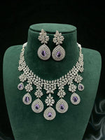 Emerald Drop CZ Bridal Necklace Set Diamond Finish Statement Jewelry - Libasaa.com