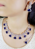 Exclusive Designer Tri-Cut Pink Stone & Zircon Necklace Set - Libasaa.com