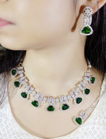 Exclusive Designer Tri-Cut Pink Stone & Zircon Necklace Set - Libasaa.com
