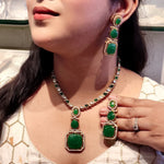 Designer Gold Tone Kundan Style Multi-Stone Party Wear Necklace Set for Women - Libasaa.com