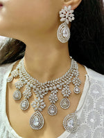 Luxury Diamond Look & Deep Purple Stone Bridal Choker Set with Maangtika - Libasaa.com