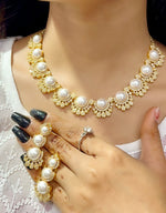 Classic Pearl & Zircon Sparkle Necklace Set β Elegant Party Wear Jewelry for Women - Libasaa.com